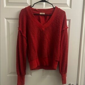 Boutique Women's Red V-Neck Sweater